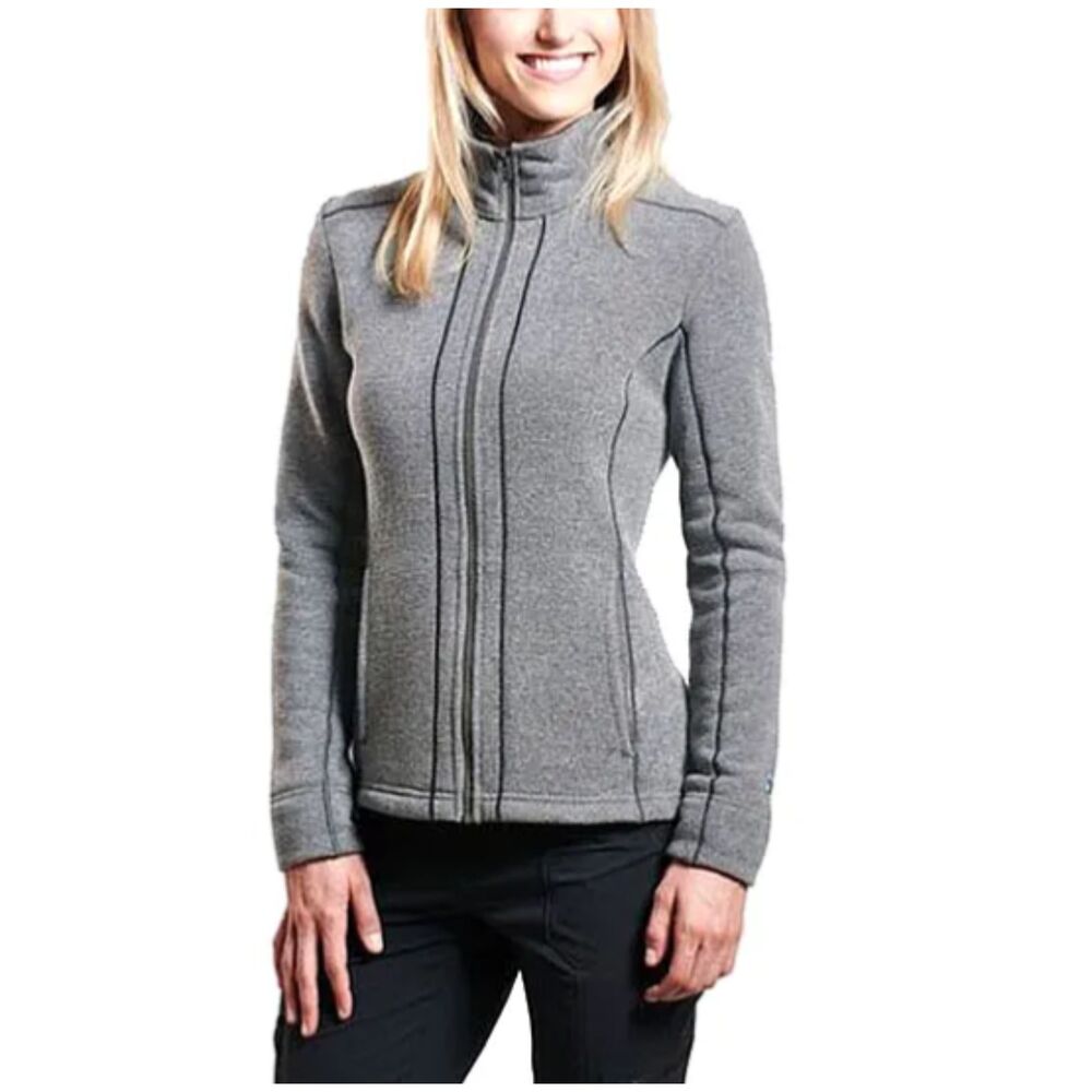 Kuhl Stella Fleece Jacket Women's L Gray Full Zip Hike Outdoor Camp Performance